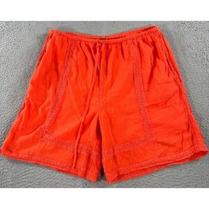 Free People Shorts Women's Small/P Orange Lace Trim Lace Trim Seaside Drawstring